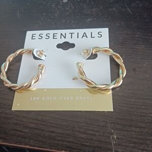Gold hoop earrings 18 karat gold over brass